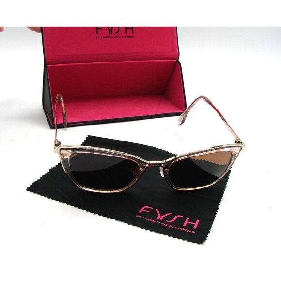 Fysh Sunglass Eyeglass Frames Only Pecan Kaleidoscope Gold #2072 Case 53-21-145 - Picture 2 of 13